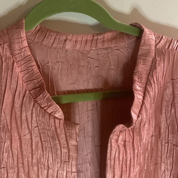 Peach Rayon Top 1990s, Vintage Jacket, w/ Single Gem Closure Spring/Summer Sz XL - Picture 4 of 8